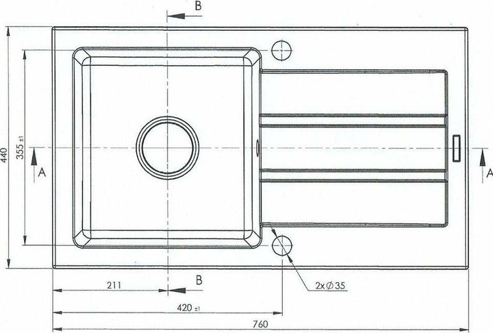 Actual product image Maidsinks Sink (Top-mounted sink, 76 cm, 44 cm)