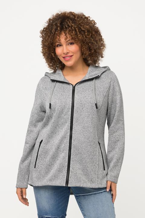 Produktbild Ulla Popken Strickfleece-Jacke, Kapuze, Reissverschlusstaschen (54)