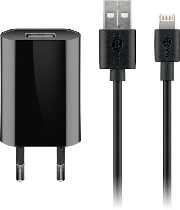 Produktbild Goobay USB-A Ladegerät Slim mit Apple Lightning Kabel (5 W)
