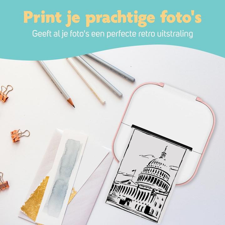 Actual product image Pora&Co Mini Fotoprinter For Smartphone Pink (2950042026002) (Black and white)