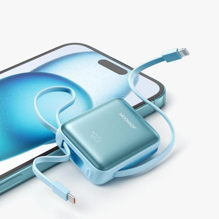 Actual product image Joyroom 22.5W Powerbank 10000mAh Fast Charging with Dual Cables - Blue (10000 mAh, 22.50 W, 38.50 Wh)