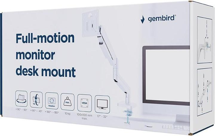 Produktbild Gembird Full-motion desk display mounting arm 17"-32" white (Tisch, 32", 10 kg)