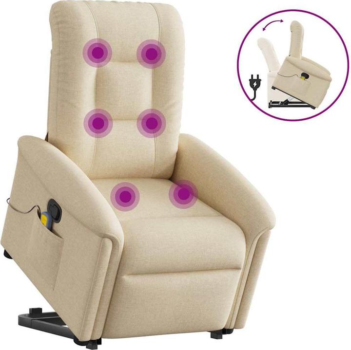 Produktbild vidaXL Massagesessel mit Aufstehhilfe Creme Stoff