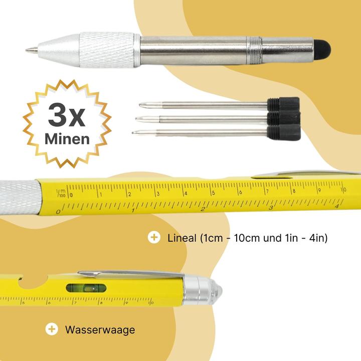 Image du produit Hermex 8in1 Stylo à bille multi-fonctions Stylo tactile Niveau à bulle Tournevis (8 Fonctions)