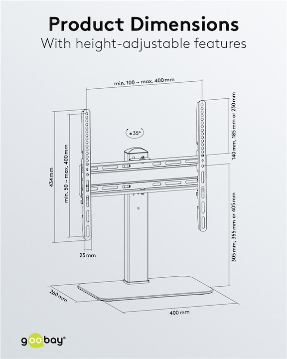 Produktbild Goobay TV-Standfuss Basic Fix (Universal, 55", 40 kg)