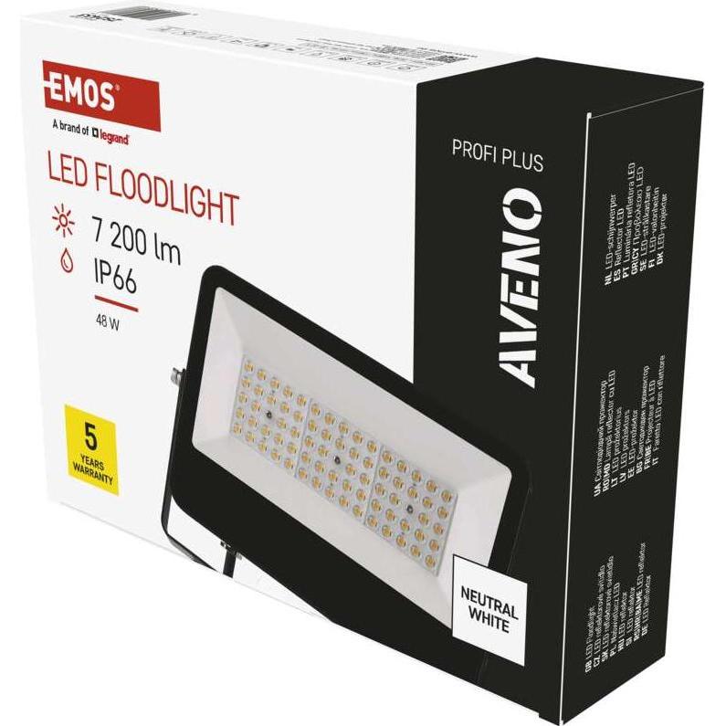 Thumbnail - Emos, Wandleuchte + Deckenleuchte, LED-Strahler AVENO schwarz, 48W neutralweiss (7200 lm)