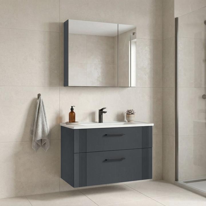 Produktbild Homitis Bari 85 v2 Bathroom Cabinet With Sink & Mirror Set (2 Pieces)