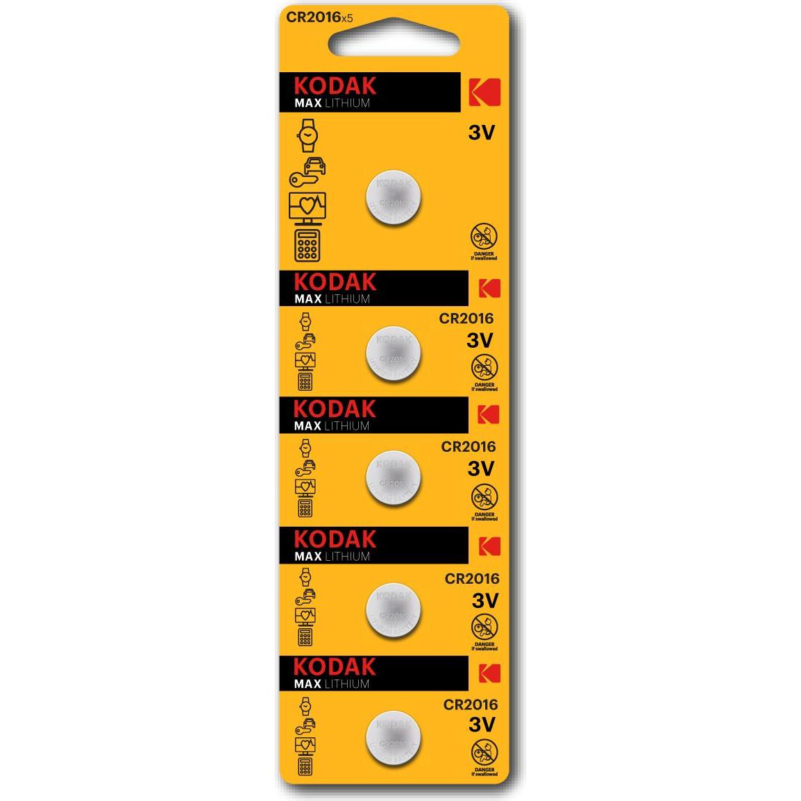 NoName CR2016 5-pack Kodak (5 Stk., CR2016, 90 mAh), Batterien + Akkus