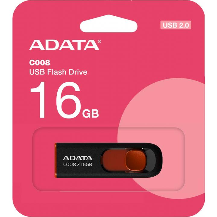 Image du produit Adata Clé USB 2.0 C008 Noir/Rouge 16Go (16 Go, USB-A)