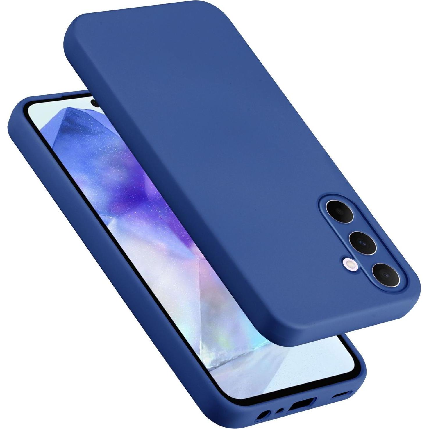 Cadorabo Hülle für Samsung Galaxy A55 TPU im Liquid Schutz Silikon Design (Samsung Galaxy A55), Smartphone Hülle, Blau