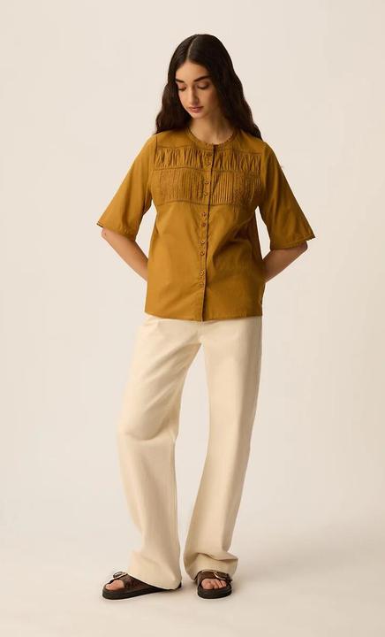 Produktbild Des Petits Hauts Kurzärmelige Bluse mit Spitzendetails (S)