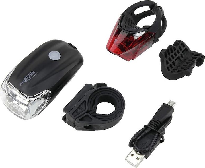 Immagine prodotto Ansmann Illuminazione per biciclette Set di luci per biciclette Batteria anteriore e posteriore (170 lm, 170 lm)