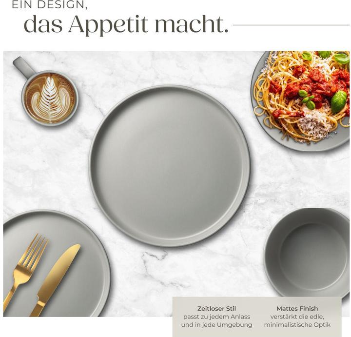 Produktbild tectake Geschirrset Una, aus Steingut, für 6 Personen (30 Stk.)