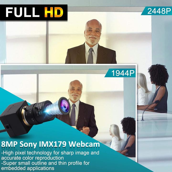 Actual product image ELP 8MP Zoom-Webkamera mit variablem Fokus (8 Mpx)