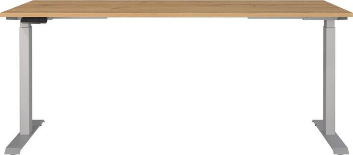 Actual product image Germania JET height-adjustable desk grandson oak rectangular, T-leg frame silver 180.0 x (180 x 80 x 72 cm)