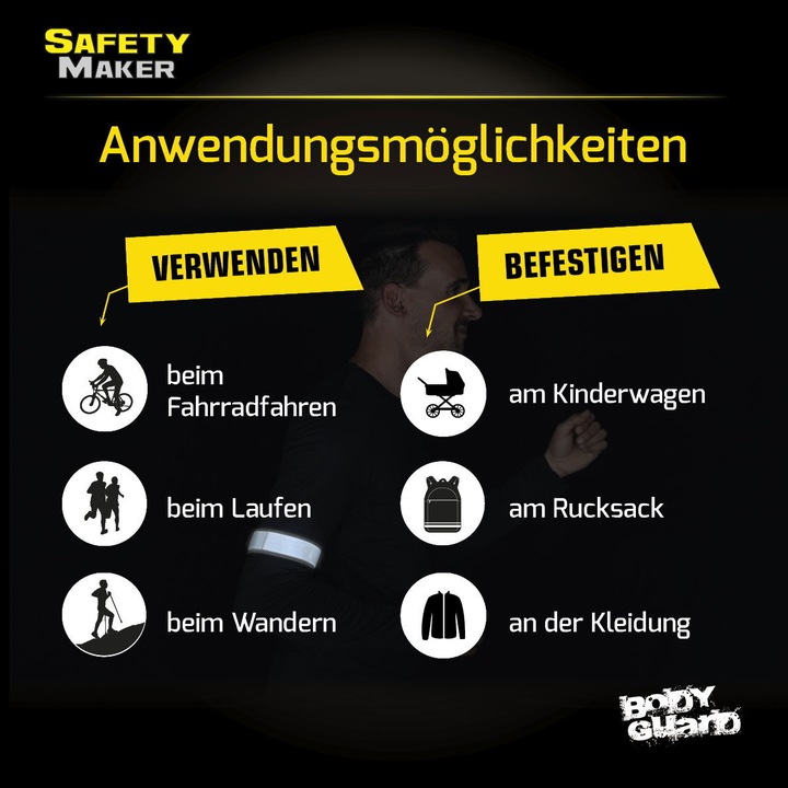 Produktbild SafetyMaker Reflektor Band 1 Paar schwarz
