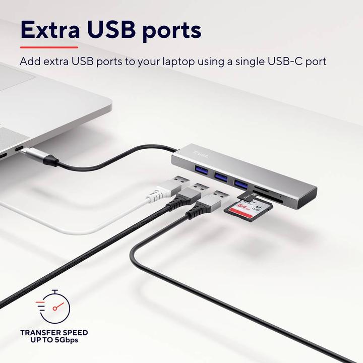 Actual product image Trust Halyx Hub 3 x USB 3.2 Gen 1 (USB-C, 3 Ports)