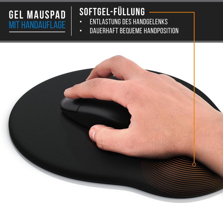 Produktbild CSL Mauspad, Ergonomisches Schaumstoff Office Mausmatte, Entlastung des Handgelenks, schwarz