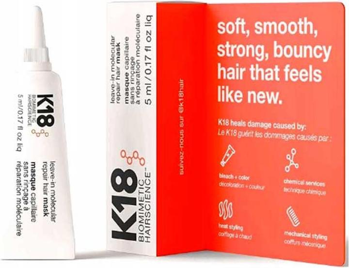 Image du produit K18 Masque capillaire réparateur moléculaire sans rinçage (5 ml)