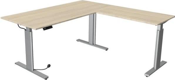 Produktbild Kerkmann Move 3 höhenverstellbarer Schreibtisch ahorn L-Form T-Fuss-Gestell silber 180,0 x 80,0 cm