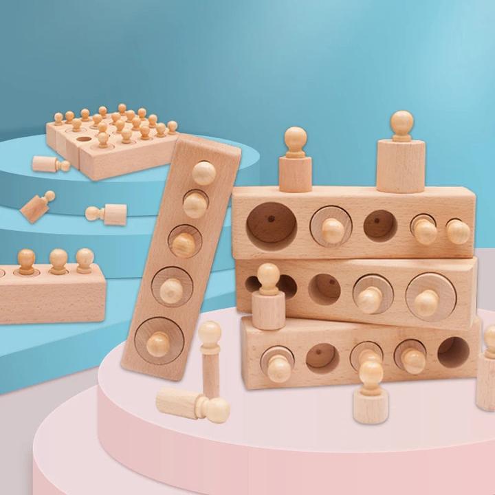 Actual product image Activity Board Knobbed Cylinder Socket sensory development toy hand-eye coordination for children 3 years