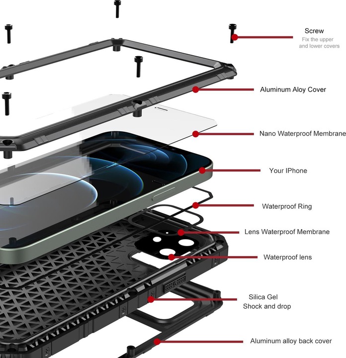 Actual product image Cadorabo Outdoor cover 360 degree protection (Apple iPhone 12)