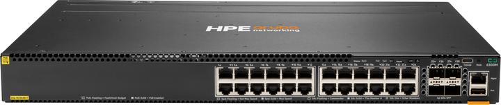 Produktbild HPE E Aruba Switch, 24 Port PoE and 4 Port SFP56, Layer 3, Stackable, 1U, One Touch (24 Ports)