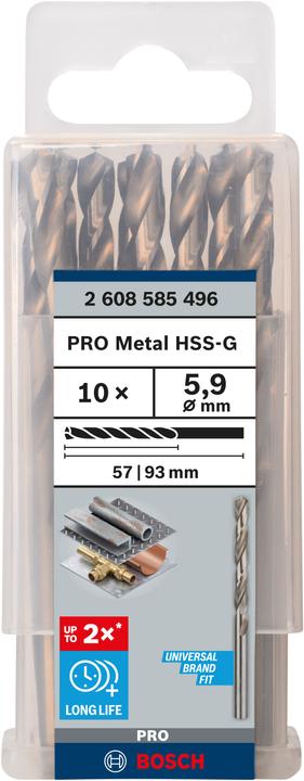 Produktbild Bosch Professional Zubehör PRO Metal HSS-G Spiralbohrer, 5,9 x 57 x 93 mm (5.9 mm)