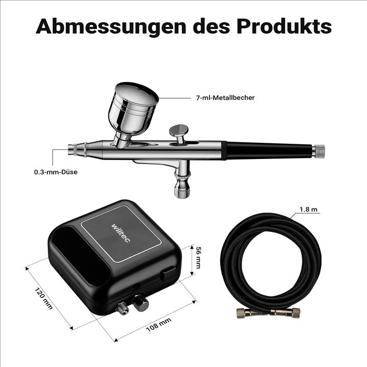 Produktbild Wiltec Kompressor Zubehör Set 2,8bar Airbrush Set 12V Druckluft Air Brush