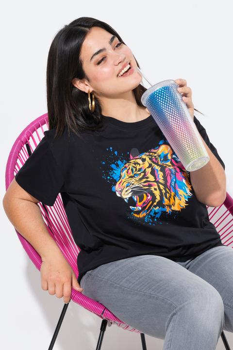 Actual product image Angel of Style T-Shirt, Boxy Fit, farbiger Tigerkopf (50)