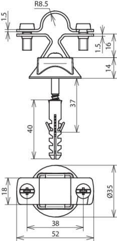Produktbild Dehn Stangenhalter NIRO 274260 f. Rd. 16mm m. Holzschraube u. K-Dübel (Wandhalterung)