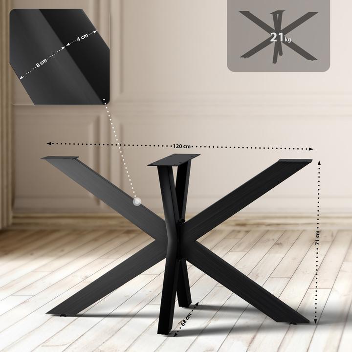 Image du produit CLP Pieds de table Hardwick en acier en forme d'étoile Hauteur 71 cm