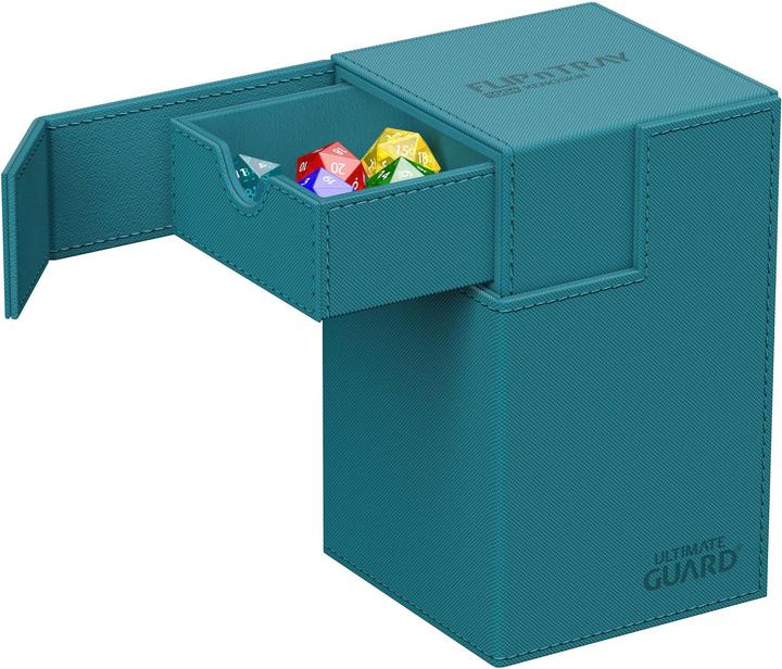 Actual product image Ultimate Guard Card Box Flip'n'Tray XenoSkin Monocolor 100+ Petrol Blue