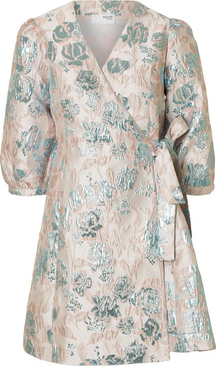 Actual product image Selected Femme Floral Jacquard Wrap Dress (38)