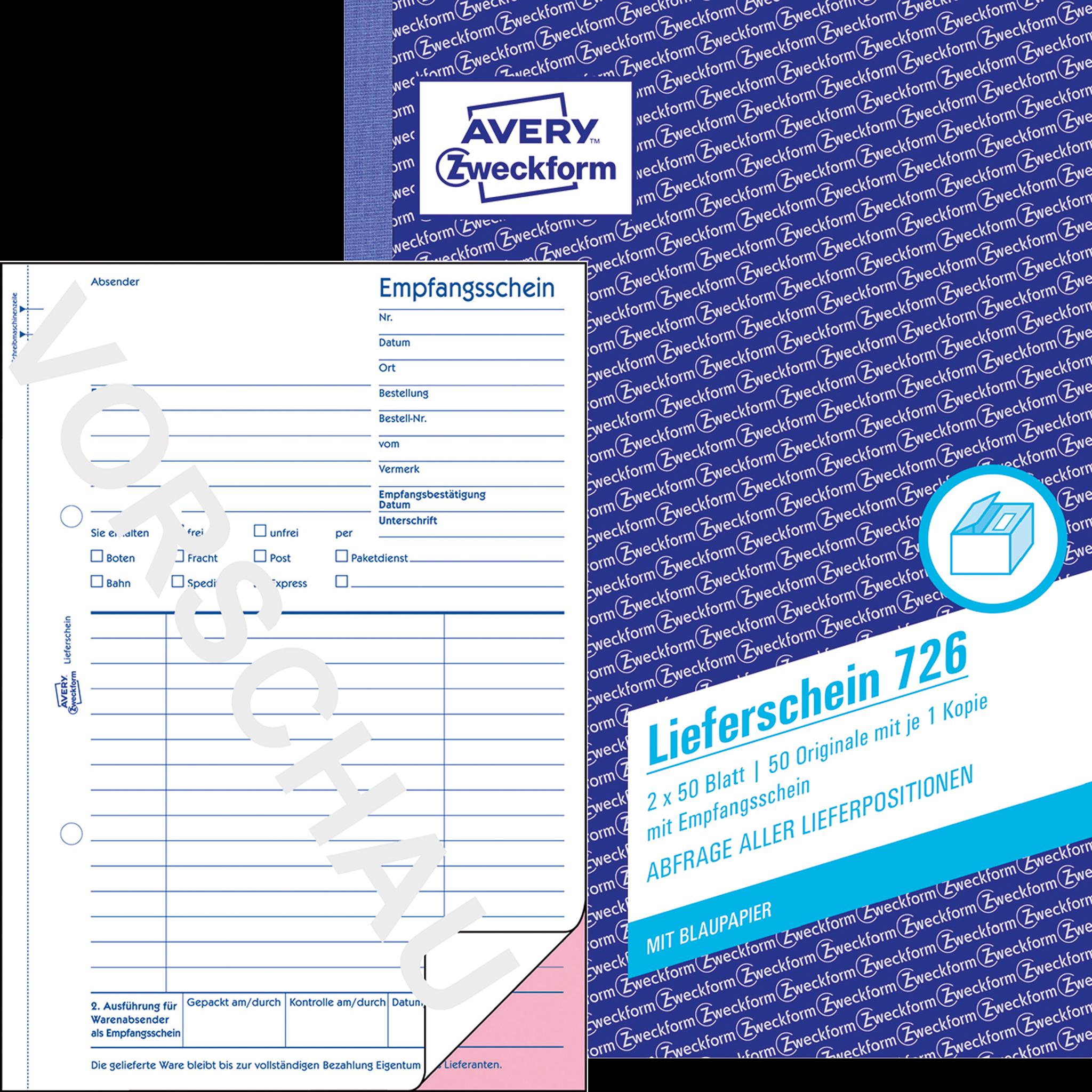 Avery, Formular, Lieferscheine mit Empfangsschein (50 x)