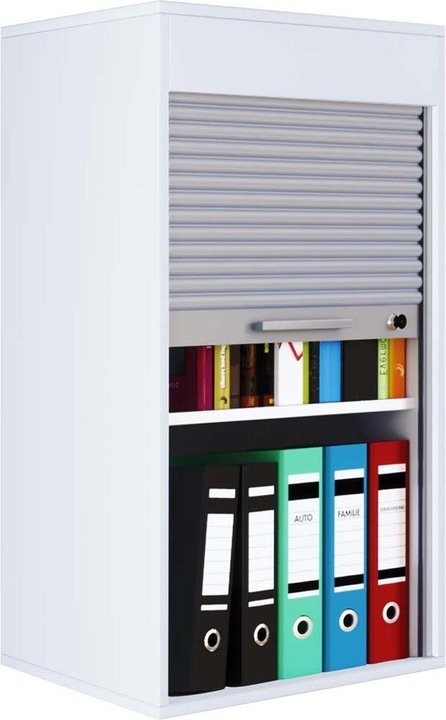 Actual product image VCM Wood office cabinet filing cabinet Aktos L roller shutter lockable (50 x 40 x 93 cm)
