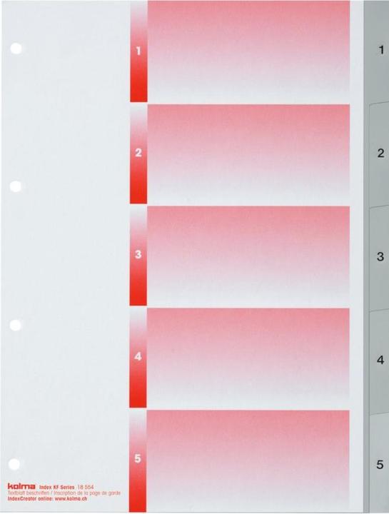 Immagine prodotto Kolma Indice A4 forte 1-5 5 pezzi grigio