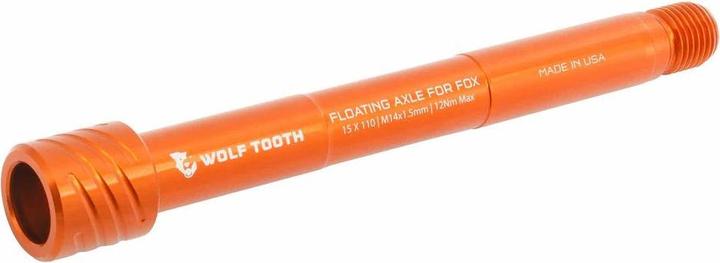 Wolf Tooth Fox Thru Axle, Front 15x110mm, M14x1.5mm, Floating Axle, orange