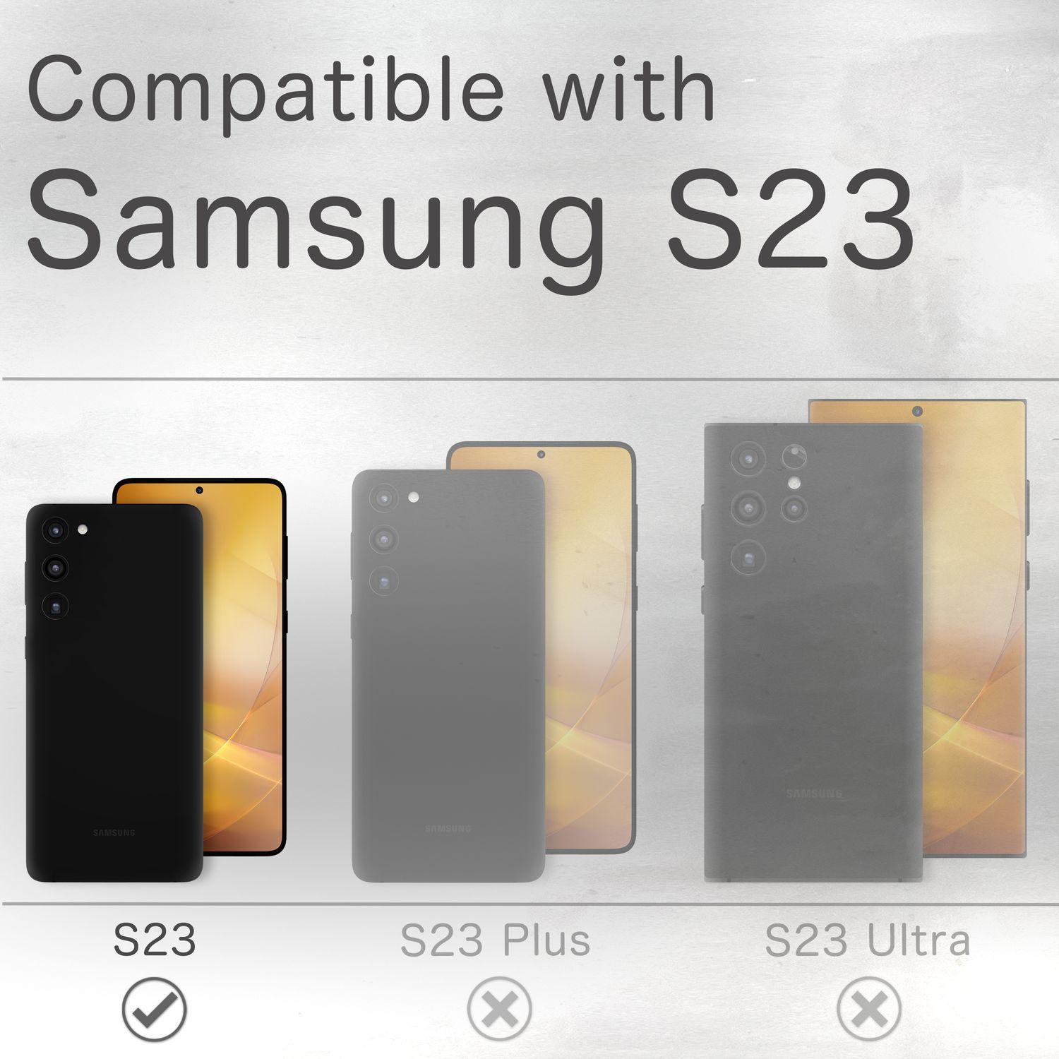 Thumbnail - Nalia Echt Leder Flip Case Hülle mit Magnetverschluss (Samsung Galaxy S23), Smartphone Hülle, Schwarz