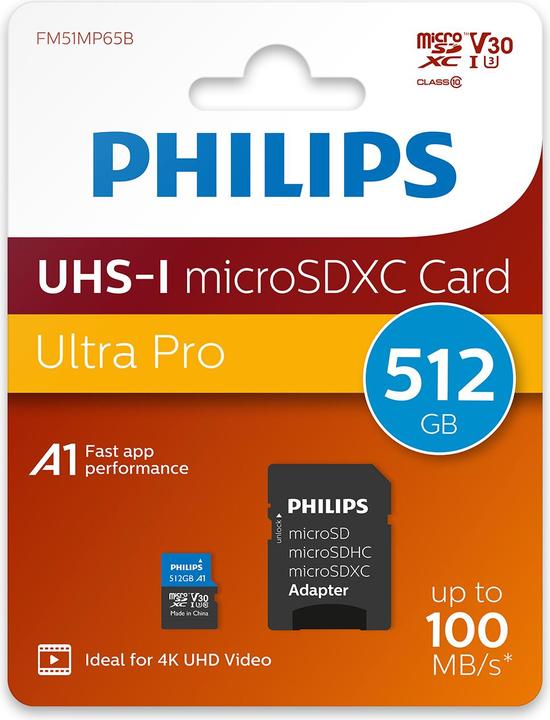 Actual product image Philips MicroSDXC Card (512 GB, microSDXC, U3, UHS-I)