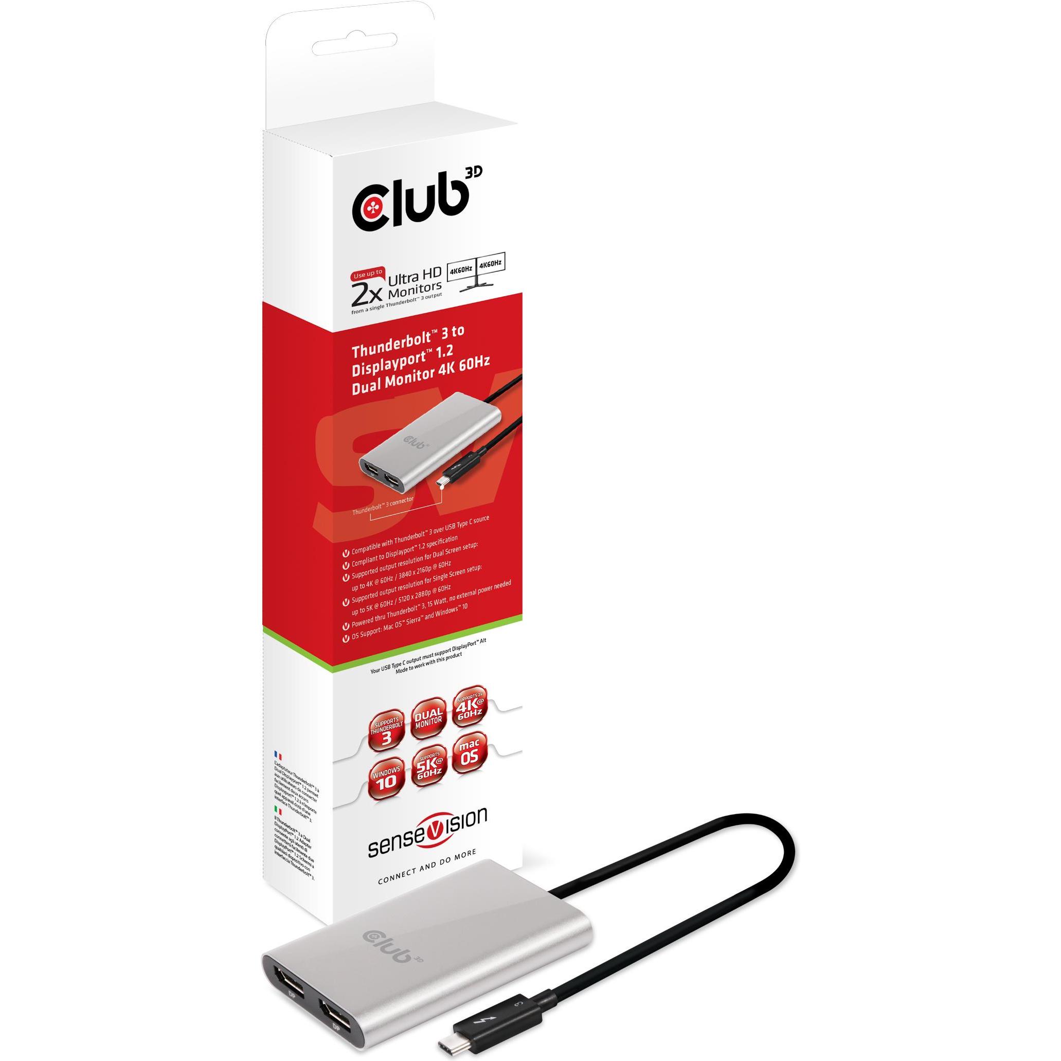 Thumbnail - Club 3D Csv 1577 (DP, 27 cm), Data + Video Adapter, Silber