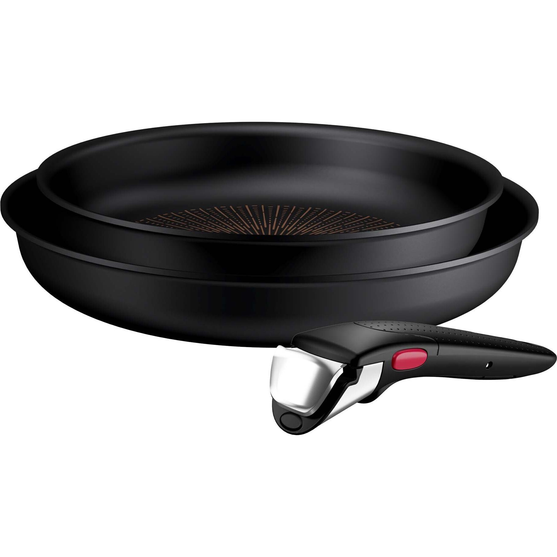 Tefal Ingenio Excellence Fusion Frying Pan Set, 3-piece, black, Padella + Pentola, Nero