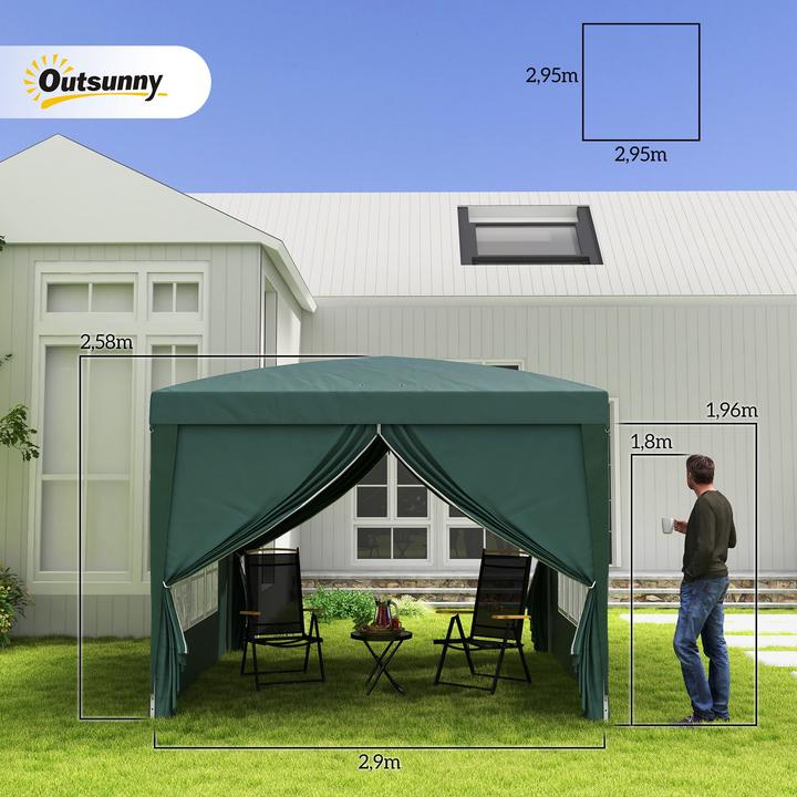 Actual product image Outsunny Pavillon Polyester, Stahl Grün (295 cm, 295 cm)