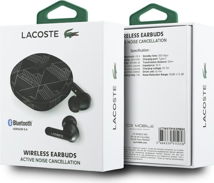 Produktbild Lacoste Earphones TWS Monogram The Blend Bluetooth ENC ANC black (ANC, 6 h, Kabellos)