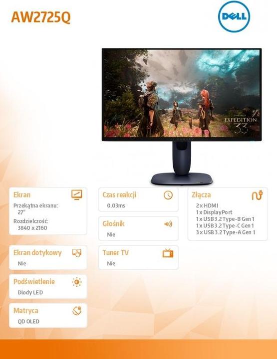 Produktbild Dell Alienware 27 AW2725Q (3840 x 2160 Pixel, 26.70")
