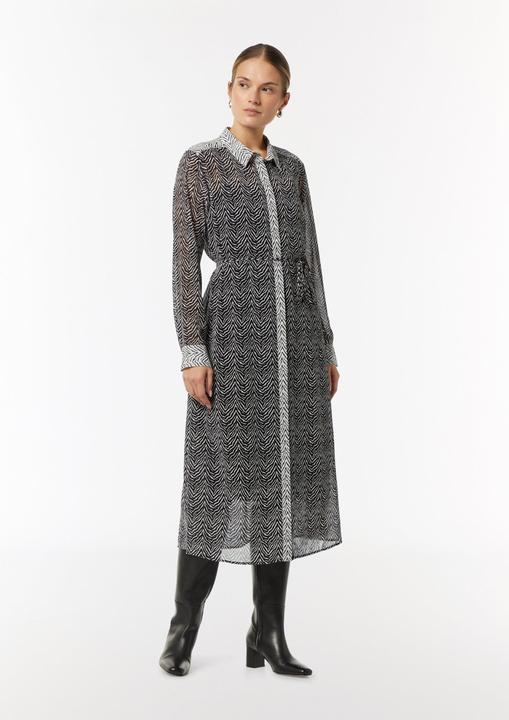 Image du produit Comma Kleid Chiffon-Kleid mit Hemdkragen und Bindeband (32)