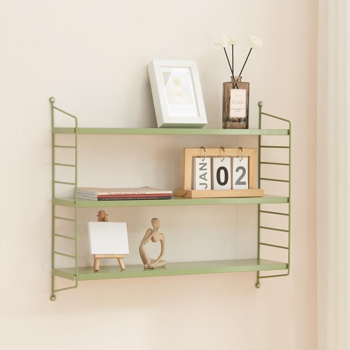 Actual product image En.Casa Modular wall shelf Strängnäs set of 3 olive green
