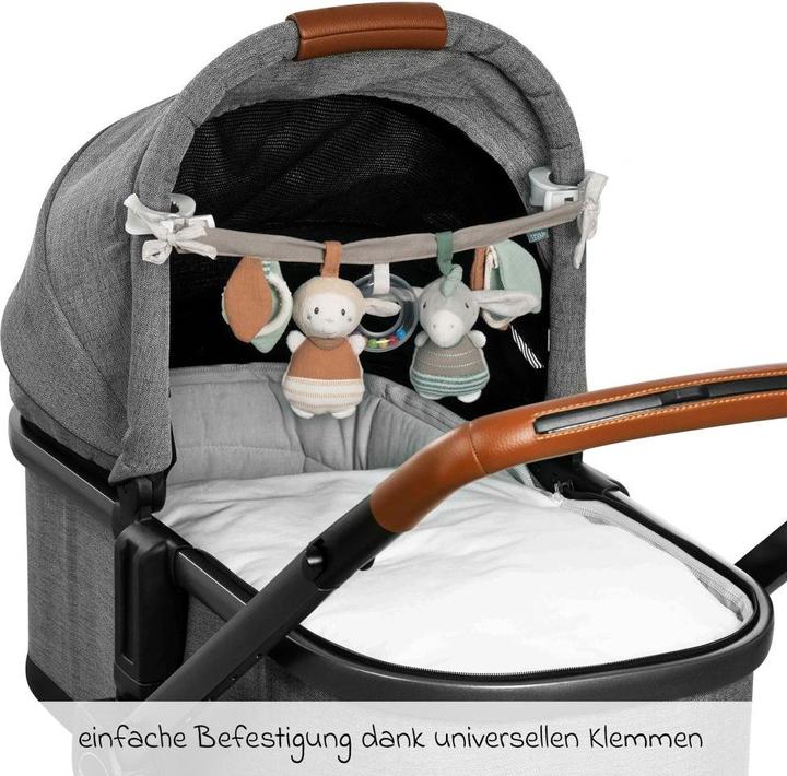 Produktbild Fehn Kinderwagenketten Kinderwagenkette mit Rassel & Quietsche - Esel & Schaf