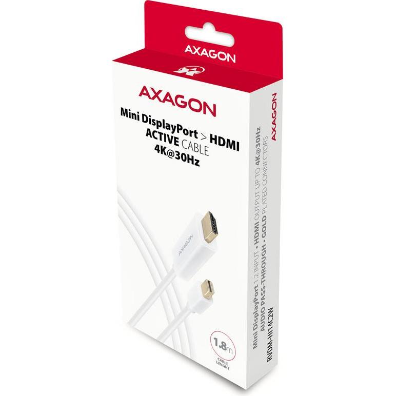 Thumbnail - Axagon Mini-DisplayPort zu HDMI Adapterkabel, 4K/30 Hz, 180 cm lang (1.80 m, HDMI), Video Kabel