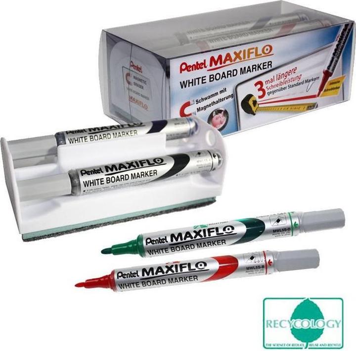 Produktbild Pentel Whiteboardmarker MAXIFLO Slim 4erSet (Mehrfarbig, 2 mm, 4 x)